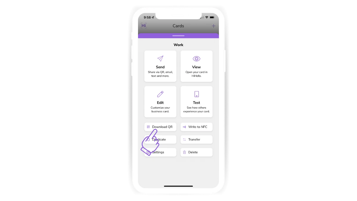 Tap Download QR to save the QR code to your device